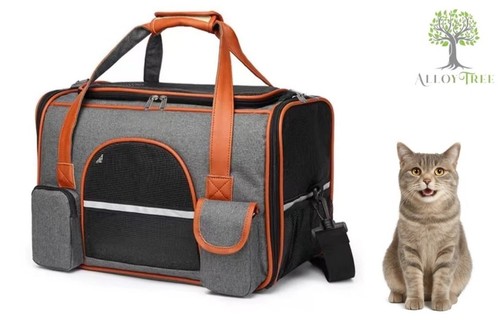 Grey fabric cat - cat, carrier