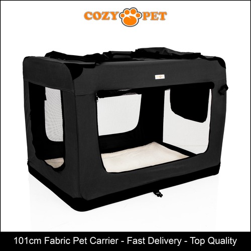 Fabric dog crate 101cm black - fabric,