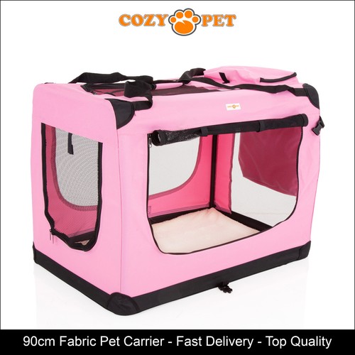 Fabric dog crate 90cm - dog, pink