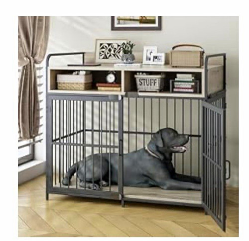 Large wood steel dog crate - large, &