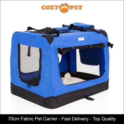 Fabric dog crate 70cm blue - fabric,